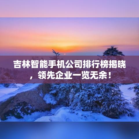 吉林智能手機(jī)公司排行榜揭曉，領(lǐng)先企業(yè)一覽無余！