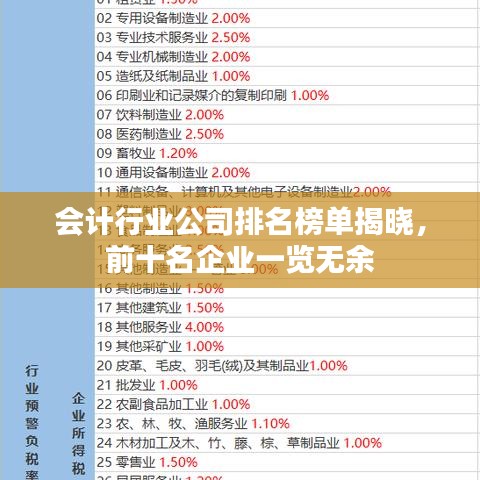 會計行業(yè)公司排名榜單揭曉，前十名企業(yè)一覽無余
